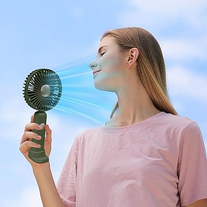 Handheld Fan, 6 Speed, Lightweight USB Rechargeable for Travel Indoor Outdoor (Green)