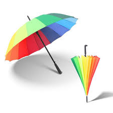 Super Strong 16 Ribs Rainbow Umbrella Rain Colorful Long Umbrella Men Women – Multi color